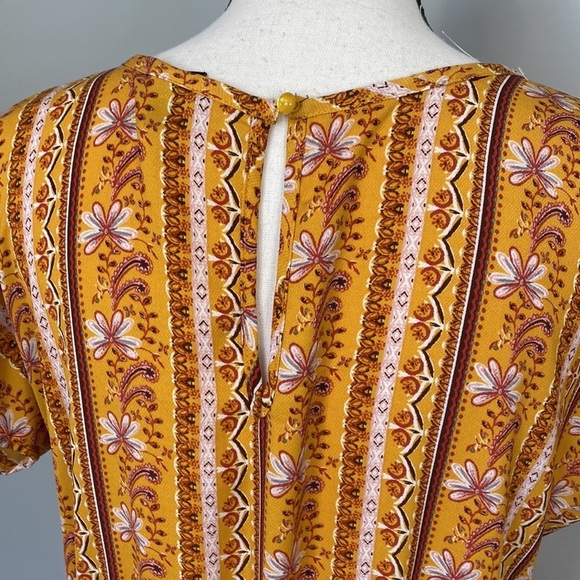 Art Class Girls Floral Mustard Yellow Bow Short Sleeve Jumpsuit XL 14/16 - Picture 6 of 8